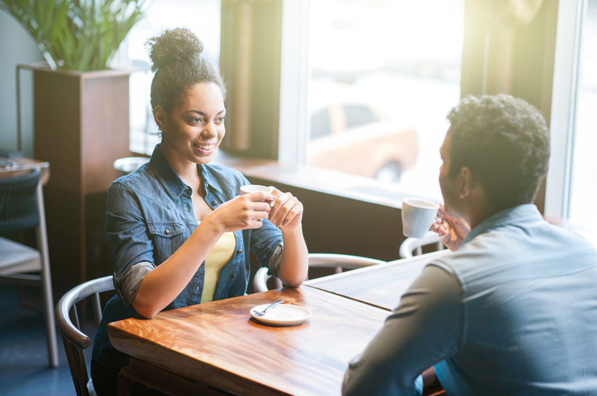 Job interview in coffee shop