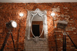 Old mirror on wall
