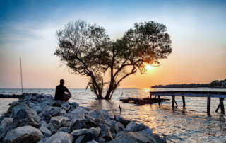 Man watching the sunset